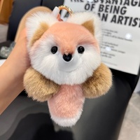 Porte-clés de voiture léger en peluche douce et mignonne, motif renard ou lapin, idéal pour la décoration de sacs, vente en gros