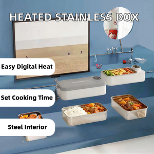 Heating 304 Stainless Steel <b>Insulated</b> Bento <b>Lunch</b> <b>Box</b> Digital Control Timer Function Water-Free Plug-in for Household - Product Image 2