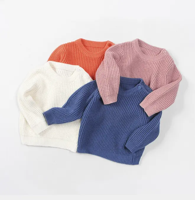 Mingzhen designs Pink Knitwear Chunky Knits Kids Winter Clothing loose pullover baby sweater for kids girls