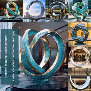 Escultura de Anillo de Acero Inoxidable Personalizada, Superficie de Espejo Abstracta, Escena Acuática Luminosa, Proyectos Comerciales para Exteriores, Entrada, Piso - Product Image 3