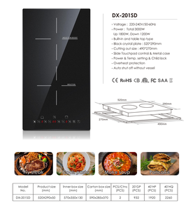 Cocina de inducción eléctrica de 2 quemadores de alta eficiencia, precio de fábrica, Cocina de Inducción tipo mesa con mesa integrada - Product Image 2