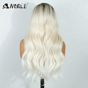 วิกผมสังเคราะห์ลูกไม้ด้านหน้าสำหรับผู้หญิงขนาด26นิ้วบอดี้เวฟสำหรับสีบลอนด์ไฮไลท์สีขาวหมวกคอสเพลย์ก่อนตัด - Product Image 5