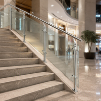 Rampe d'escalier et de balcon moderne en acier inoxydable 304/316 et verre sans cadre, pour intérieur/extérieur, avec conception de sécurité