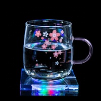 Sous-verre LED rond en plastique rechargeable par USB, écologique, avec interrupteur tactile, pour bar, tapis de boisson, support de verre