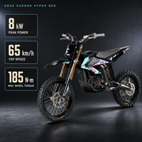 Moto tout-terrain électrique Surron Hyper Bee 2026 jaune 8KW 185Nm pour enfants, usage sur sentier