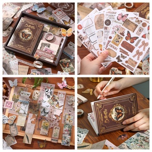 Simno Retro mariposa naturaleza decorativa estética álbum de recortes papel DIY <span class=keywords><strong>arte</strong></span> artesanía regalo diario basura con Cuaderno de rejilla A6 - Product Image 4