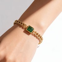 Elegantes y Populares Pulseras Apilables de Acero Inoxidable con Diseño de Corazón, Pez, Perla y Circonita Verde, Joyería Impermeable para Mujer