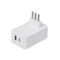 Adaptateur mural universel USB Type-C vers prise US, 1 port USB-C + 1 port USB-A, protection contre les surtensions pour ordinateur portable et écouteurs