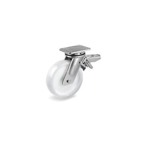 TELLURE ROTA - 688706 Ruedas sólidas de poliamida 6 para cargas pesadas, soporte de placa superior giratorio tipo EE MHD, freno trasero ajustable-WH - Product Image 1