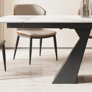 Foshan мебельный Фабричный Многофункциональный обеденный стол современный спеченный каменный Топ роскошный обеденный стол для 6 8 стульев набор