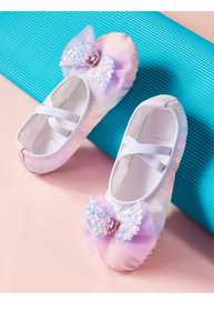 Chaussures de danse de princesse adorables en gros, chaussures de ballet à semelle souple pour enfants, filles, chaussures d'exercice de danse chinoise à griffes de chat, chaussures de ballerine - Product Image 4