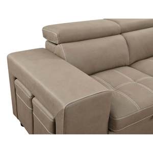 105-Inch Contemporary Reversible Storage Chaise <strong>Sectional</strong> <strong>Sofa</strong> <strong>with</strong> <strong>Adjustable</strong> <strong>Headrest</strong> 2 Stools Sleeper Living Room Furniture
