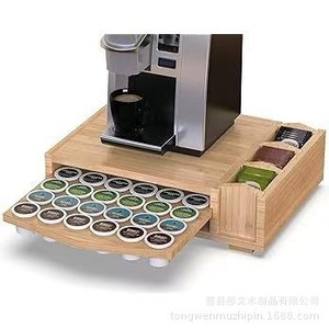 ชั้นวางเก็บแคปซูลกาแฟไม้ไผ่แบบลิ้นชัก ดีไซน์สำหรับวางบนโต๊ะ พร้อมช่องเก็บของแบบเลื่อน สีไม้ธรรมชาติ - Product Image 5