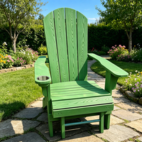 Chaise Adirondack pliante moderne pour patio extérieur, imperméable, en HIPS, durable, avec repose-pieds escamotable