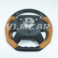 Volant de direction VLMCAR personnalisé en fibre de carbone tissée brillante à fond plat avec cuir marron cognac pour Range Rover IV L405