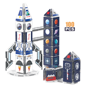 2026 Blocs de construction magnétiques en fer, version portable, thème spatial, 100 pièces, jouet de voyage, 3,75 cm, pour enfants - Product Image 2