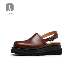 Mocasines Transpirables de Verano 2026 para Hombre con Suela Gruesa y Tacón Elevado, Parte Superior de Cuero Vacuno, Color Marrón, Sandalias Casuales - Product Image 5