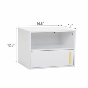 2025 Unique Bedroom White Wood <strong>Bedside</strong> <strong>Table</strong> <strong>Cheap</strong> Wall Mounted Storage Floating Nightstands <strong>Set</strong> <strong>of</strong> <strong>2</strong> With Open Shelf and Door - Product Image 3