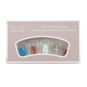 Marrón Verde Bloque de color Uñas usables A cuadros Ojo de gato Blanqueamiento suave Pegatinas de uñas retro Corto desmontable 30 piezas - Product Image 5