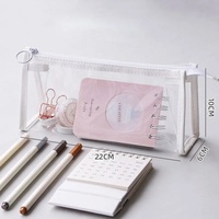 Étui à crayons transparent en PVC Kawaii, imperméable, fournitures scolaires, sacs à crayons avec fermeture éclair, tendance, portable, pochette pour crayons et stylos