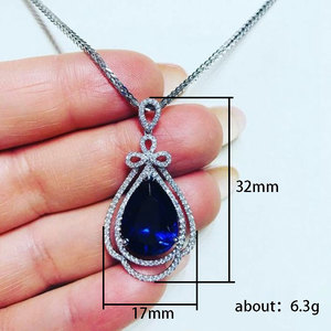 Collier pendentif nœud papillon bleu en forme de goutte d'eau pour femme, élégant collier à breloque en forme de poire, bijou fantaisie, cadeau - Product Image 5