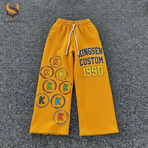 กางเกงวอร์มสั่งทำพิเศษ ผ้าฝ้าย 100% ซักกรด กางเกงผู้ชายทรงโอเวอร์ไซส์ ขากว้าง กางเกงแทร็คพิมพ์ลายดิจิทัล กางเกงวอร์มทรงวินเทจหลวมๆ - Product Image 2