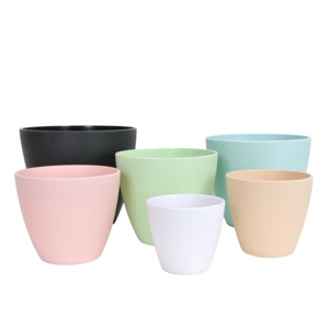 Colorful Round Melamine Plastic Flower Pot Succulent Grass Pots Planters Frosted garden green flower pots