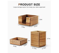 Organisateur de bureau en bois d'acacia : support pour notes adhésives, pot à crayons et stylos, rangement pour pinces à papier, accessoires de bureau pour marqueurs et loisirs créatifs