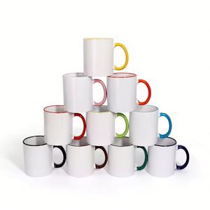 Taza de Café Rectangular Moderna de 11 oz para Sublimación, con Borde y Asa de Color, Lista para Transferencia de Calor, Taza de Cerámica para Impresión Personalizada, Venta al Por Mayor - Product Image 1