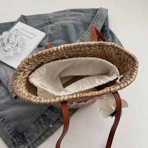 Bolso de cubo con cordón de colores sólidos, tejido a mano con paja, para viajes de verano, playa, bodas, fiestas nupciales y luna de miel - Product Image 2