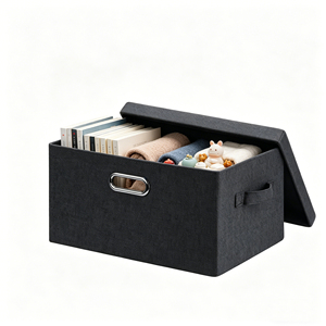 Large Foldable <b>Storage</b> <b>Box</b> with Removable Lid and Handles <b>Linen</b> Fabric <b>Storage</b> Bin Containers Organizer for Cloth - Product Image 6