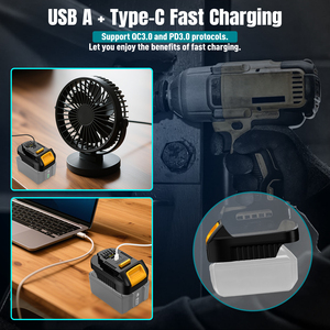 Adaptateur <span class=keywords><strong>de</strong></span> batterie pour outils <span class=keywords><strong>Dewalt</strong></span> avec chargeur USB A et Type-C, convertit la batterie Makita 18V en alimentation pour les outils <span class=keywords><strong>Dewalt</strong></span> 20V - Product Image 2