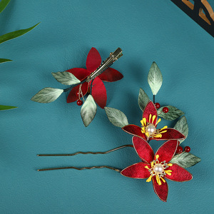 Nuevo accesorio para el cabello Hanfu, estilo Tang original, versátil, simple, elegante, de alta gama, con perlas, retro, estrella roja de cinco puntas y flor. - Product Image 4