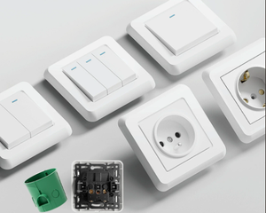 White 4 Gang 1 Way Wall <b>Switch</b> Modern Electrical <b>Light</b> <b>Switch</b> Socket for Home Hotel Apartment - Product Image 2