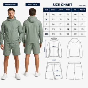 Custom Lightweight Sportswear <strong>Set</strong> for <strong>Men</strong> Windbreaker Jacket Nylon <strong>Hoodie</strong> <strong>and</strong> <strong>Shorts</strong> <strong>Set</strong> Windproof Tracksuit - Product Image 2