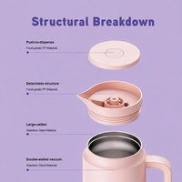 Grote capaciteit 50/64oz RVS vacuüm geïsoleerde thermoskan met drukknopdeksel, houdt koud of warm voor koffie