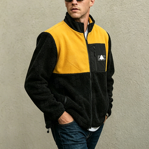 Chaqueta polar con cremallera completa al por mayor, casual, con cuello alto, de forro polar grueso, con logotipo bordado personalizado, para exteriores, tallas grandes, para hombre - Product Image 2