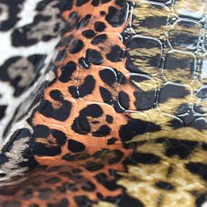 पशु तेंदुए डिजाइन महिला बैग और जूते के लिए कृत्रिम चमड़े का कृत्रिम चमड़े - Product Image 4