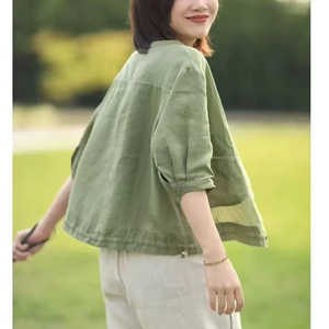 <span class=keywords><strong>Camicia</strong></span> estiva Boho Casual da <span class=keywords><strong>donna</strong></span> in cotone, <span class=keywords><strong>camicia</strong></span> corta, ampia, da <span class=keywords><strong>donna</strong></span>, camicetta morbida con coulisse - Product Image 4
