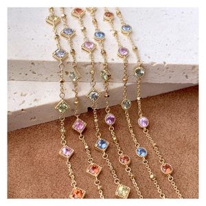 Xinfly Natural Sapphire Colorful Gems Rainbow 18K Gold Jewelry Station <b>Cute</b> Multicolor <b>Bracelet</b> for Beautiful Girls - Product Image 1