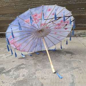 Paraguas de papel a prueba de lluvia <span class=keywords><strong>y</strong></span> viento, sombrilla china de baile con mango <span class=keywords><strong>y</strong></span> borlas, flor de ciruela - Product Image 5