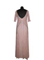 Luxuriöses goldenes Abendkleid mit Spaghetti trägern, rücken freiem Design und Glitzer-Finish Ein raffiniertes Party kleid für Damen