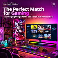 Barre lumineuse USB RGBIC pour moniteur PC de bureau, 5050 60 LED/m 5V, bande de rétroéclairage ambiant pour écran de jeu de 24 à 34 pouces avec contrôleur