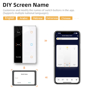 Interruptor inteligente de lujo Pantalla <span class=keywords><strong>LED</strong></span> Panel de nombre Tuya Productos para el hogar inteligente Interruptor de control remoto WiFi Interruptor de luz inteligente Estándar - Product Image 2