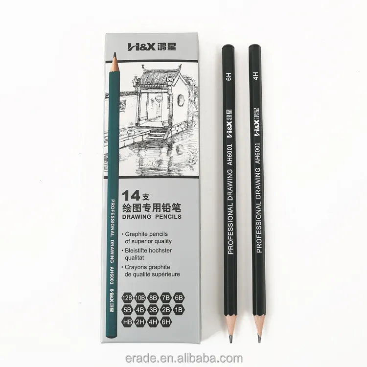 Conjunto de lápices de dibujo profesionales, Set de 14 unidades 12B, 10B, 8B, 7B, 6B, 5B, 4B, 3B, 2B, HB, 2H, 4H, 6H, de grafito