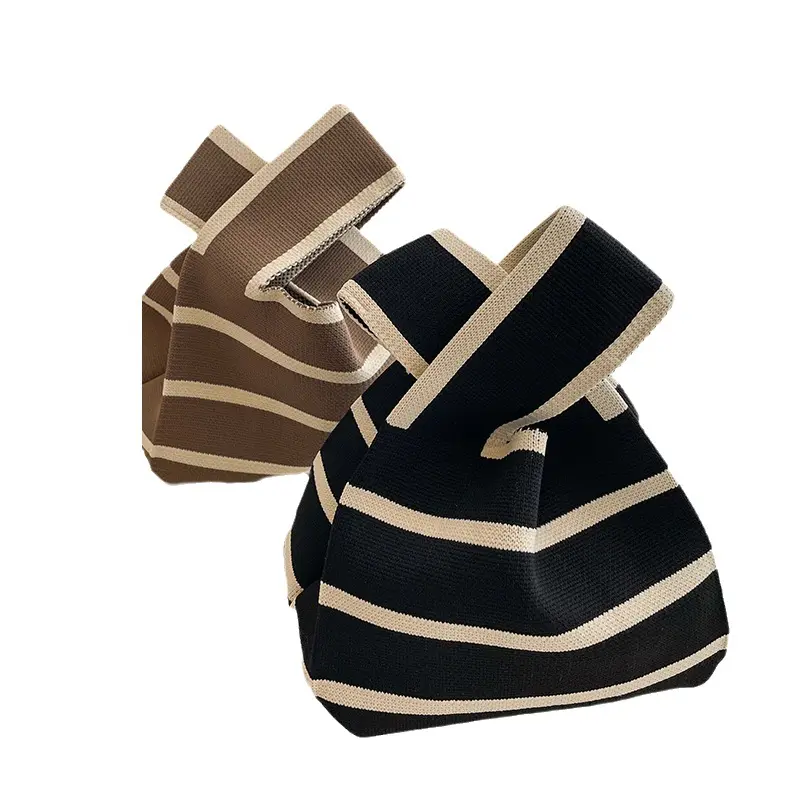 Toptan ucuz 100 moda stilleri Mini kadın düğüm bilek çanta taşınabilir örme Tote çanta