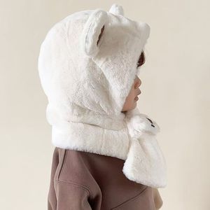Chapeaux pour enfants, chapeau <span class=keywords><strong>en</strong></span> peluche ours mignon pour l'automne/hiver, épais, chaud, coupe-vent, <span class=keywords><strong>cache</strong></span>-<span class=keywords><strong>cou</strong></span> intégré, unisexe pour garçons et filles, voyage à la plage - Product Image 4