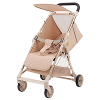 Poussette bébé 4 roues en acier à haute teneur en carbone, pliage en un clic, landau portable léger, poussette de voyage facile à transporter pour l'extérieur