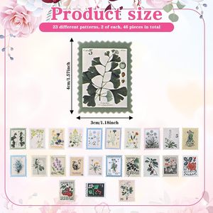 Autocollants de timbres-poste vintage pour scrapbooking, autocollants botaniques, timbres vintage, timbres rétro pour carnets, bricolage et artisanat - Product Image 3