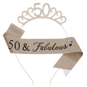 50th Birthday Party Favor Set Crown & Fabulous Sash Regalos de graduación perfectos para mujeres y amigos Y636 - Product Image 4